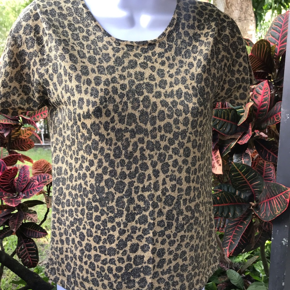AUGUST SILK KNITS , animal print top , size S